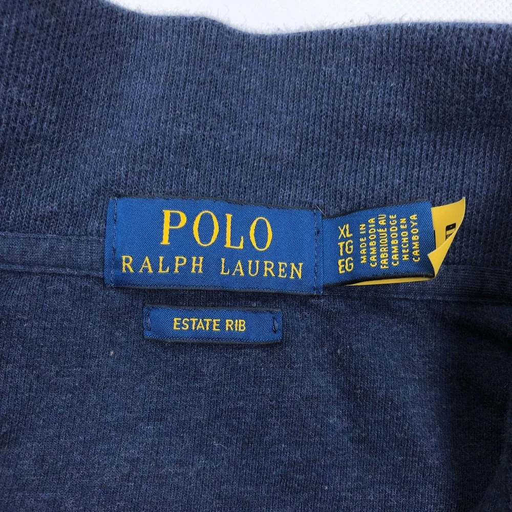 Polo Ralph Lauren Estate Rib Quarter Zip Pullover Navy Blue Mens XL Sweater